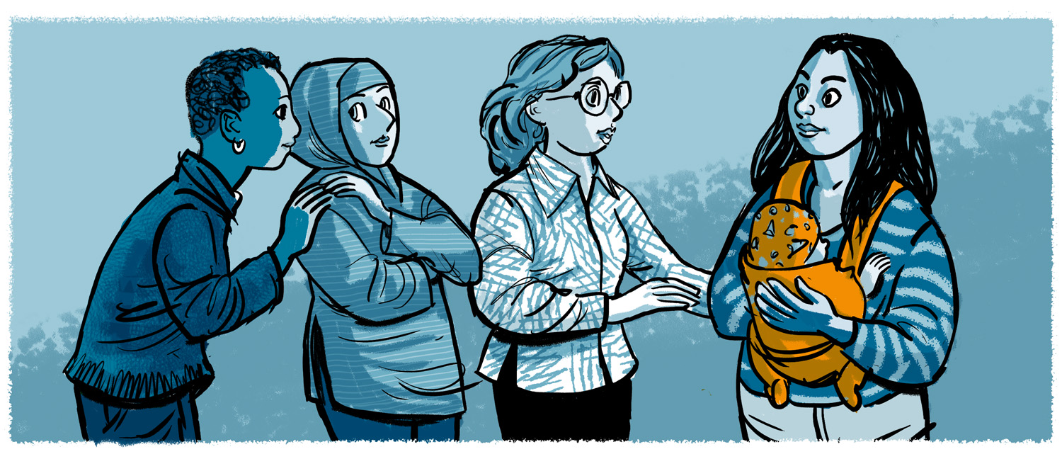 Illustration of women speaking together