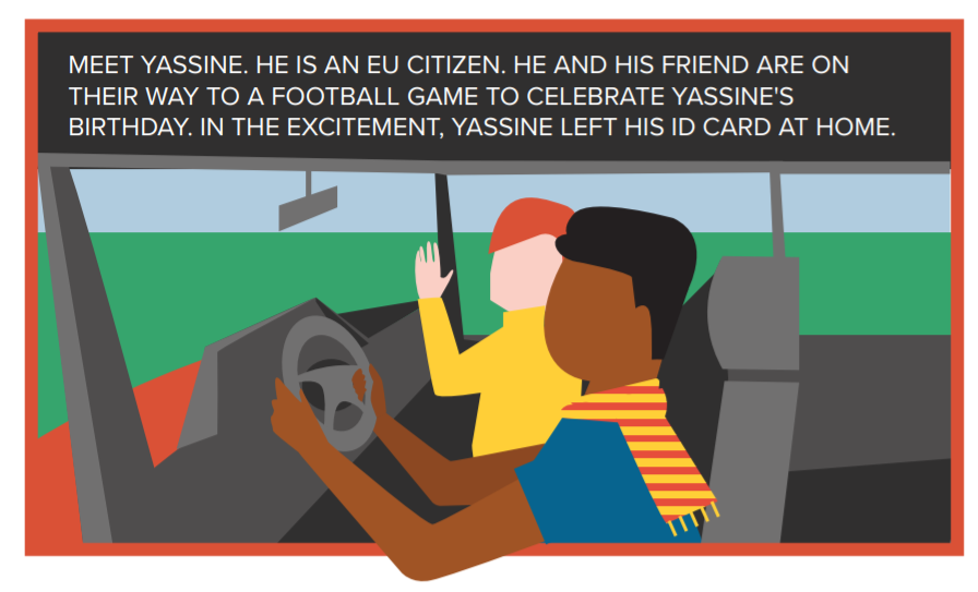 Illustration of two young men in a car